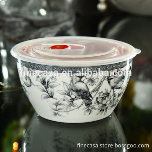 Elegant Ceramic Soup Bowls with Lids of Nocturne